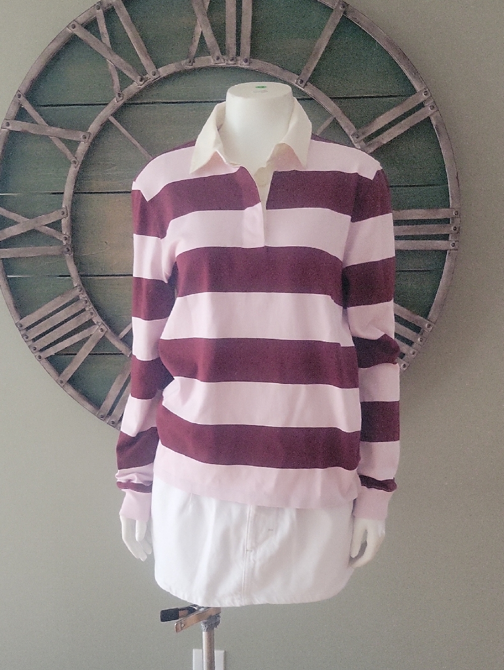 J. Crew Premium Weight Classic Rugby Shirt In Rugby Stripe Ice Red - Picture 2 of 10